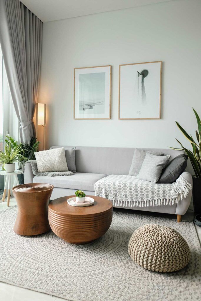 living room with muted,natural colors
